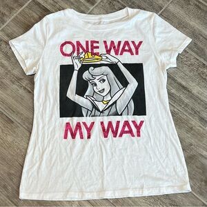 Disney‎ Princess Aurora Graphic Tee One Way My Way White T-Shirt Girl's 1XL